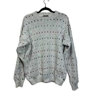 Vintage Knit Grey Heart Pattern Sweater sz L